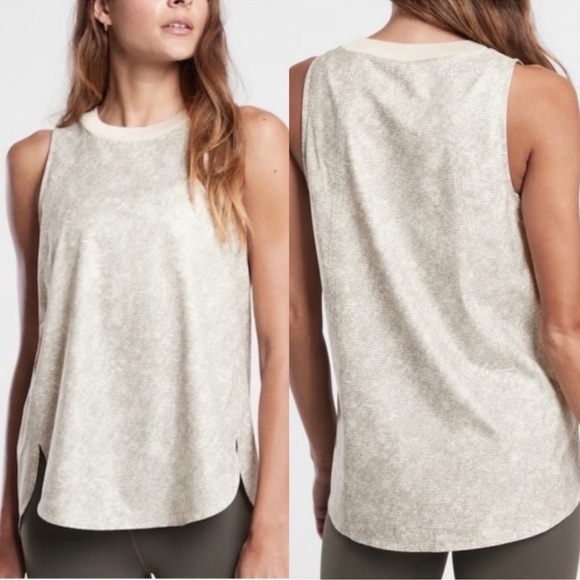 Athleta Zephyr Refined Gray White Snake Print Sleeveless Shirt Tank Size Small - Picture 1 of 10